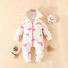 Kapuzen-Strampler für Babys und Kleinkinder: Reißverschluss mit Schleife, Erdbeerdesign, für 0-2 Jahre, Herbst/Winter Strampler.