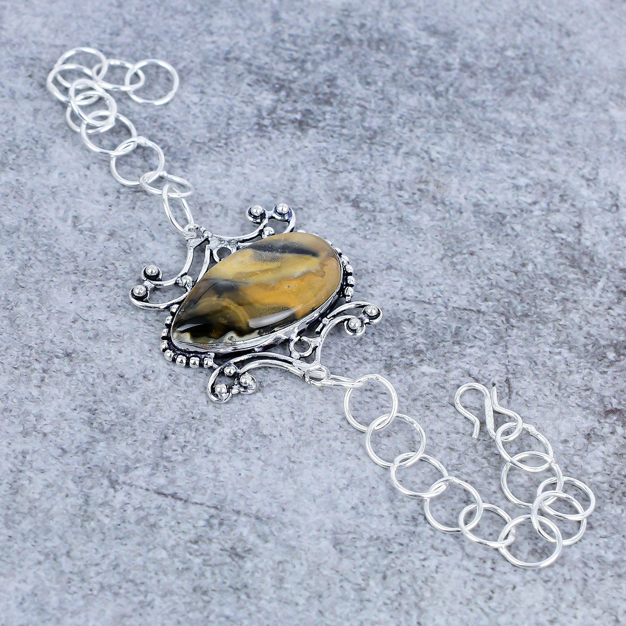 

Mookaite Gemstone Handmade 925 Sterling Silver Bracelet 7-8 M-2731