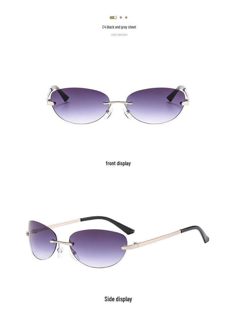 Oval Frameless Y2K Sunglasses - Unisex European & American Street Style Fashion Accessory