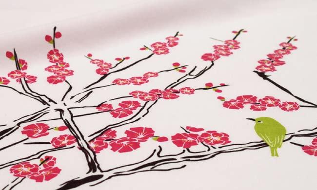 Some no Anbo Hand Towel and Red Plum Authentic Dyed Cotton Tokuoka Made in Japan 35cm x 100cm "Plum Nightingale, Color" 100%