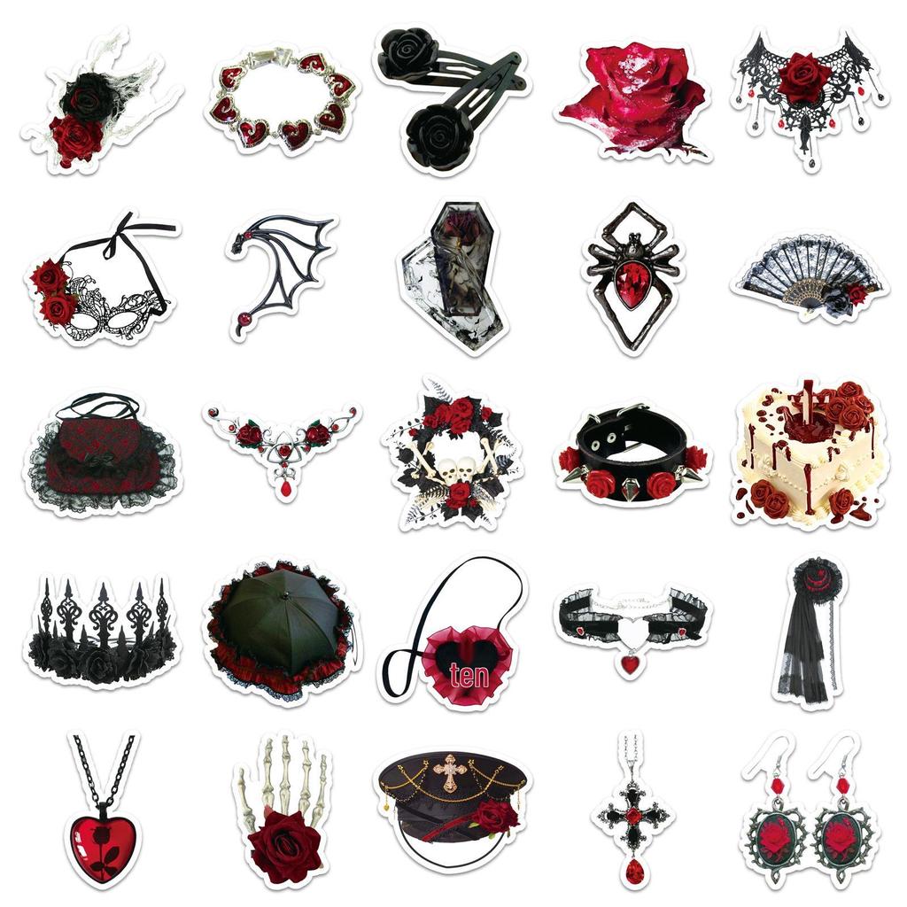 50 Sheets Rose Gothic Trendy Cartoon Style Stickers for Refrigerator & Suitcase