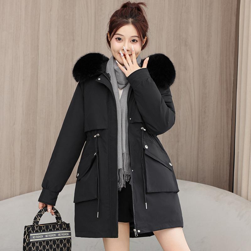 

Бавовняний одяг жіночий 2025 новий іноземний стиль середній та довгий потовщений стьобаний пиріг подолати корейську версію вільного бавовняного одягу зимове пальто XXXL