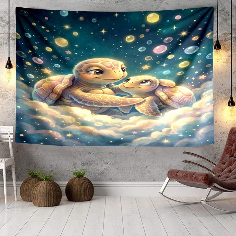 Underwater Two Sea Turtles Tapestry Room Decoration Wall Hanging for Living Room Bedroom, Dormitory, Birthday and Christmas Gifts