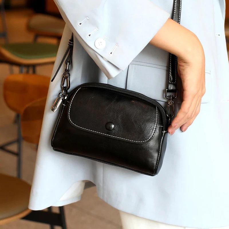 Spring and Summer Genuine Leather Women's Bag, Mobile Phone Bag, Versatile Single-shoulder Crossbody Bag, Mini Small Bag