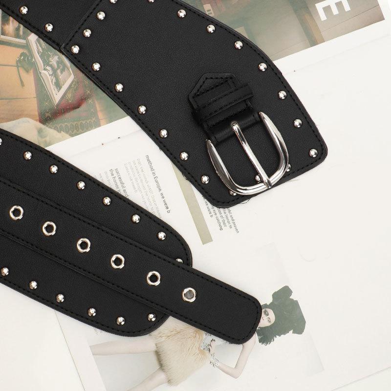 Punk style y2k ladies waist seal cross-border European and American style rivet splicing wide belt women's versatile jeans decorative belt