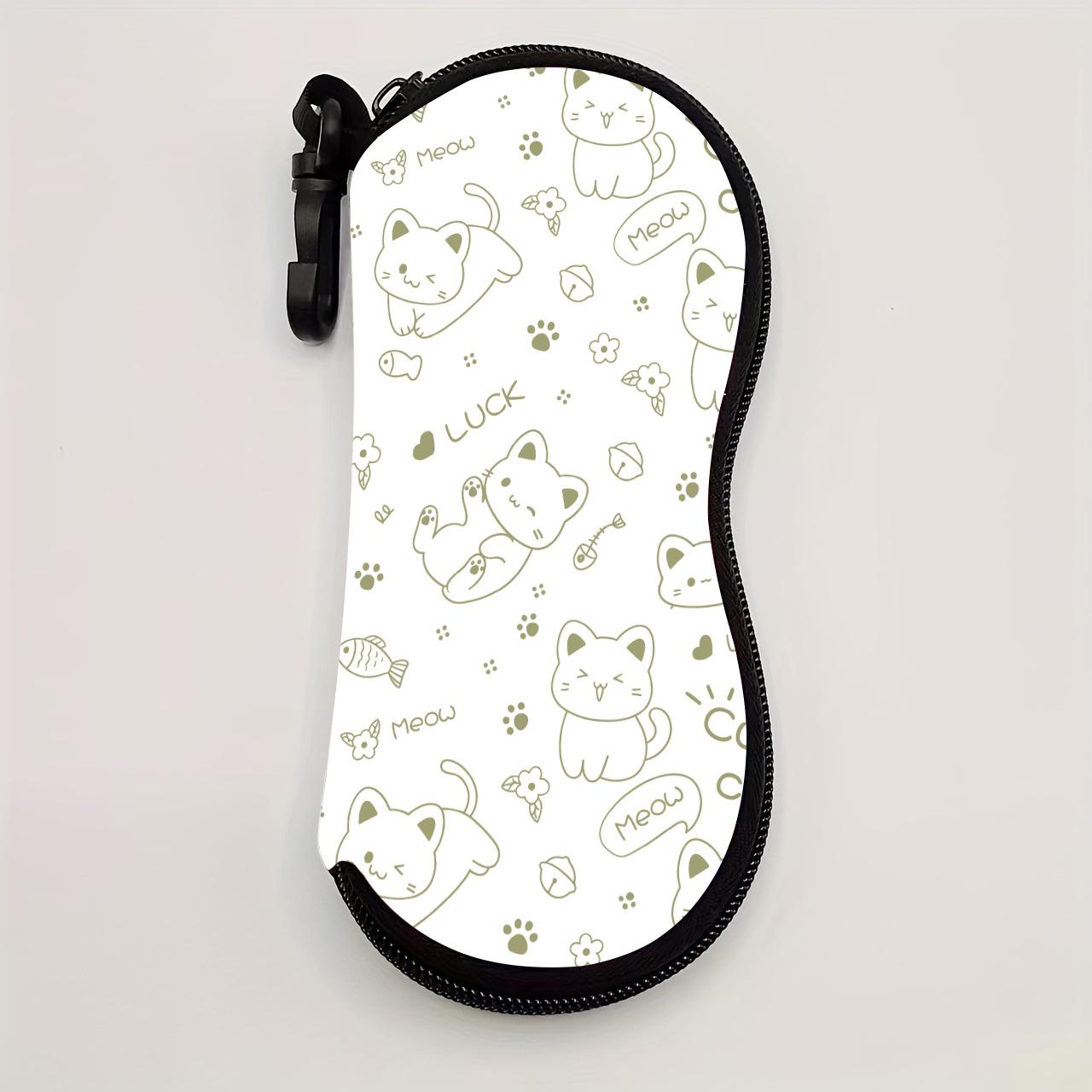 

Zipper Sunglasses Holder Cute Print Glasses Case Pu Leather Eyeglass Pouch Portable Eyewear Case For Sunglasses Storage зелений