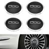 KOKATO Wheel Center Caps/Hub Covers for Fiat 500 (2008-2023) - Exterior Accessories, Specific to Vehicle (Silver x Black x Silver), Set of 4