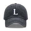Vintage Washed Cotton Dad Hat Baseball Cap - 2-Tone A-Z Initial Embroidery Adjustable Unisex Team Cap for Men Women