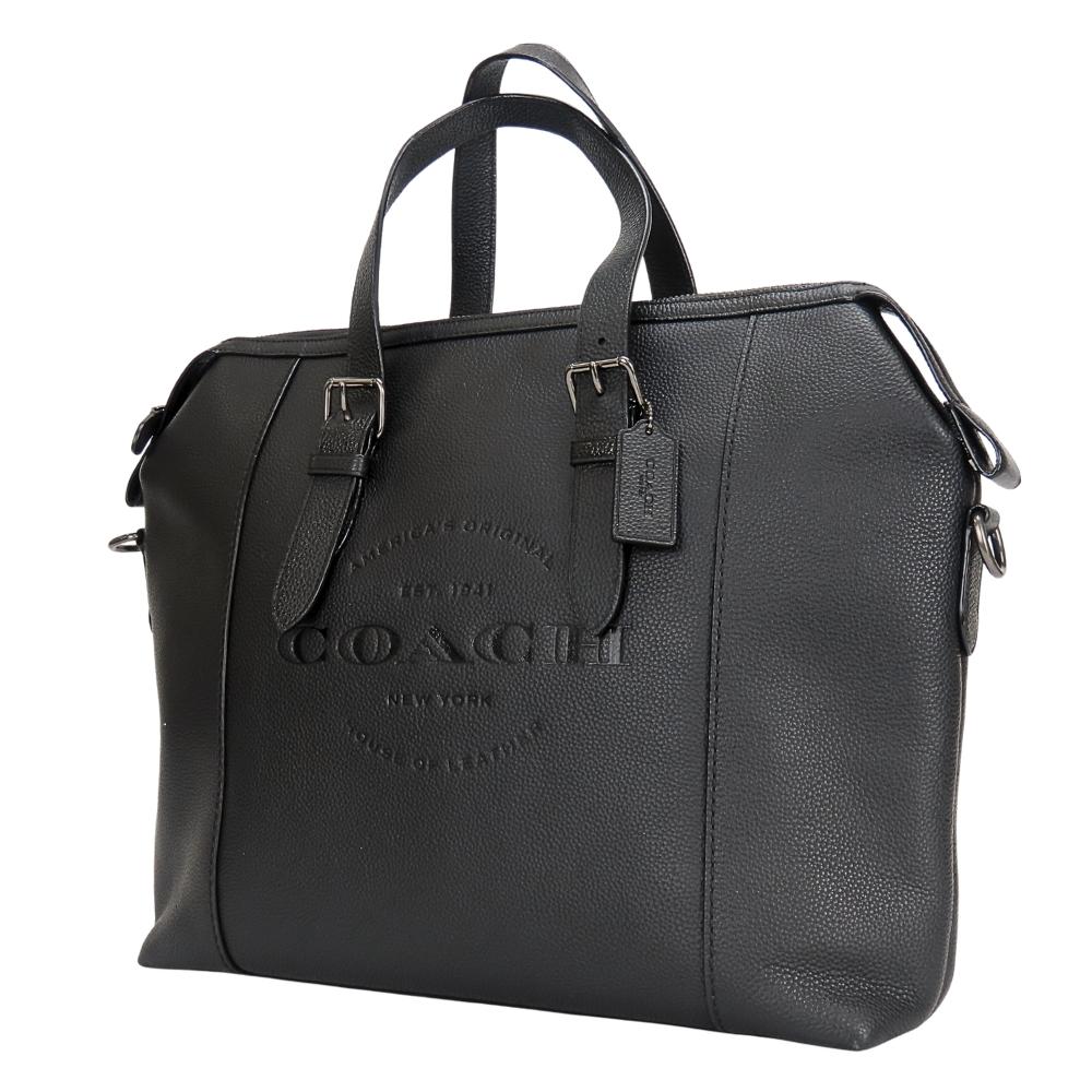 Used COACH Tote Bag Hudson F30620 Leather Black Briefcase