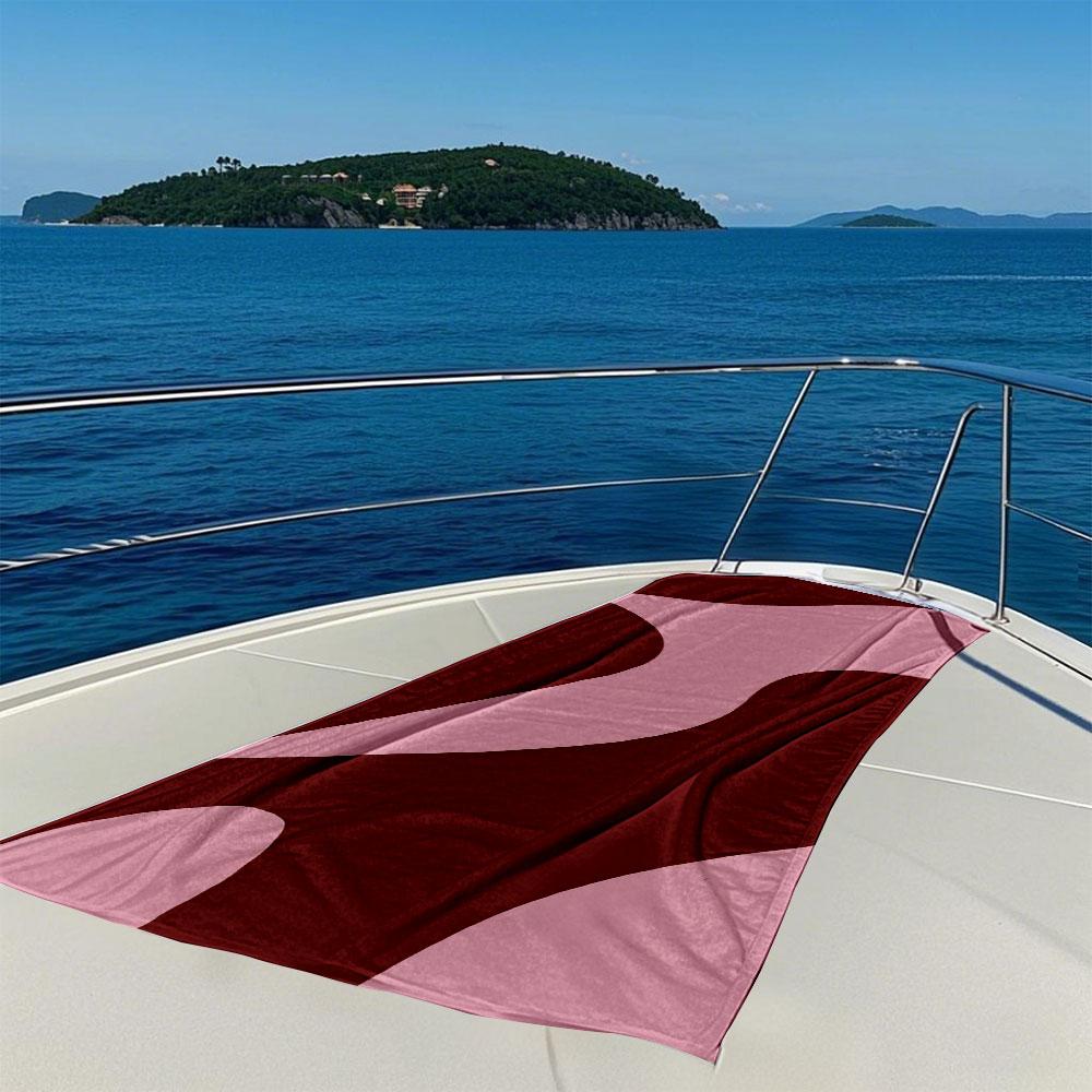 Burgundy Wave Blush Quick Drying Bath Towel Microfiber beach towel light weight swimming camping yoga beach out