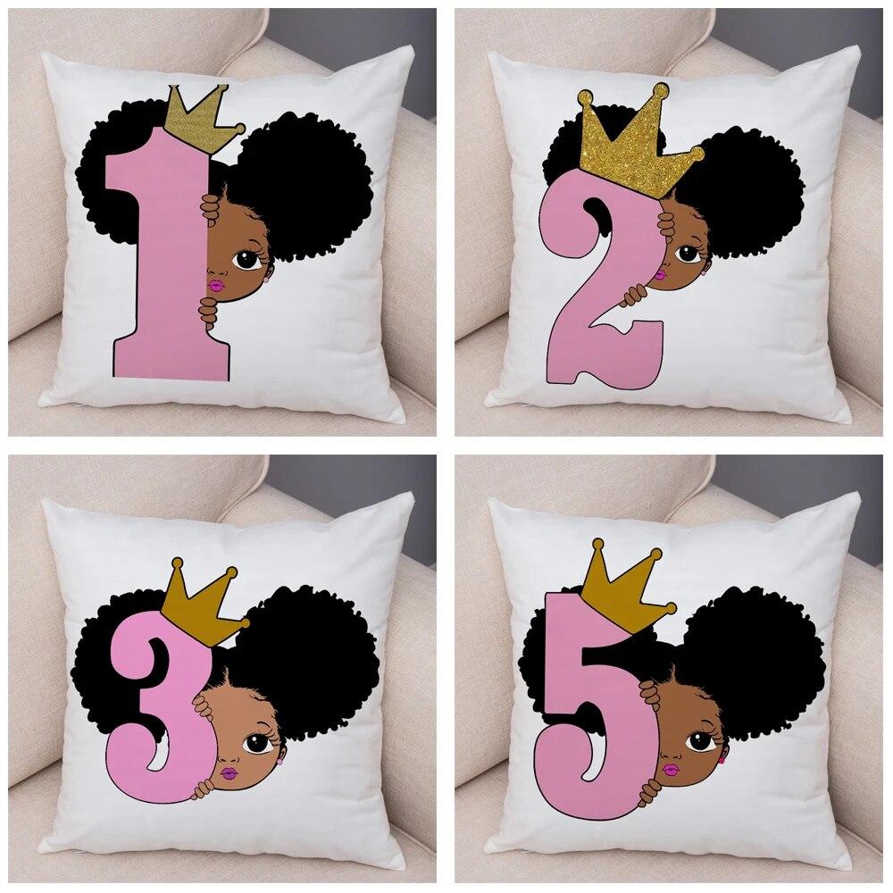 Home Decor African Baby Sofa Cushion Cover Bedroom Home Kids Room Decor Cute Cartoon Girl Pillowcase