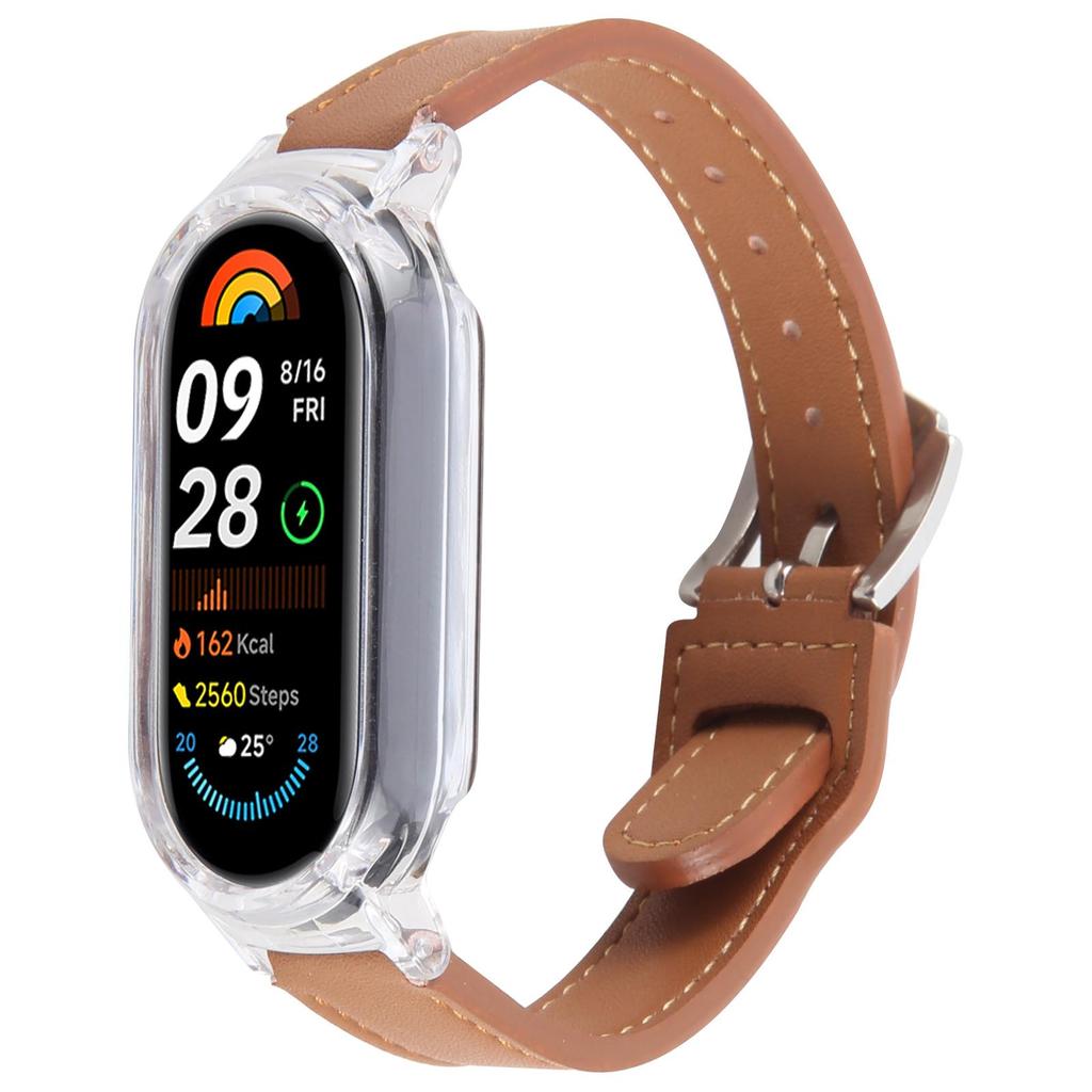 For Xiaomi Smart Band 8 PC Watch Case Integrated Ultra Fiber Leather Quick Release Watch Strap