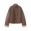 Womens Winter Casual Loose Fit Stand Collar Reversible Jacket Warm Outerwear