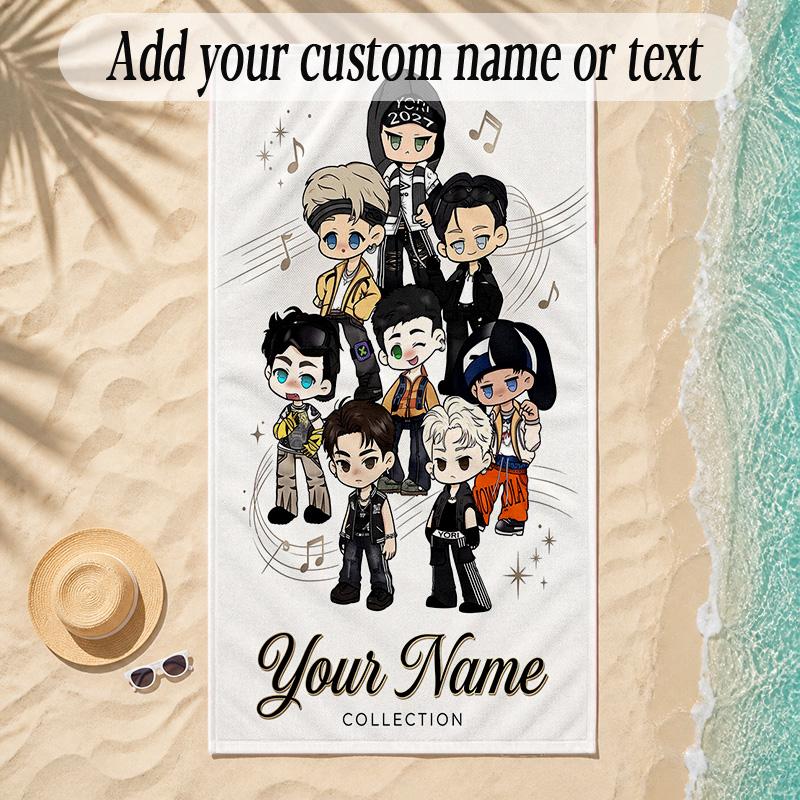 Beach TowelENHYPEN Custom Name Text Personalized Soft Towel for Beach Pool Indoor Home Decor Gift