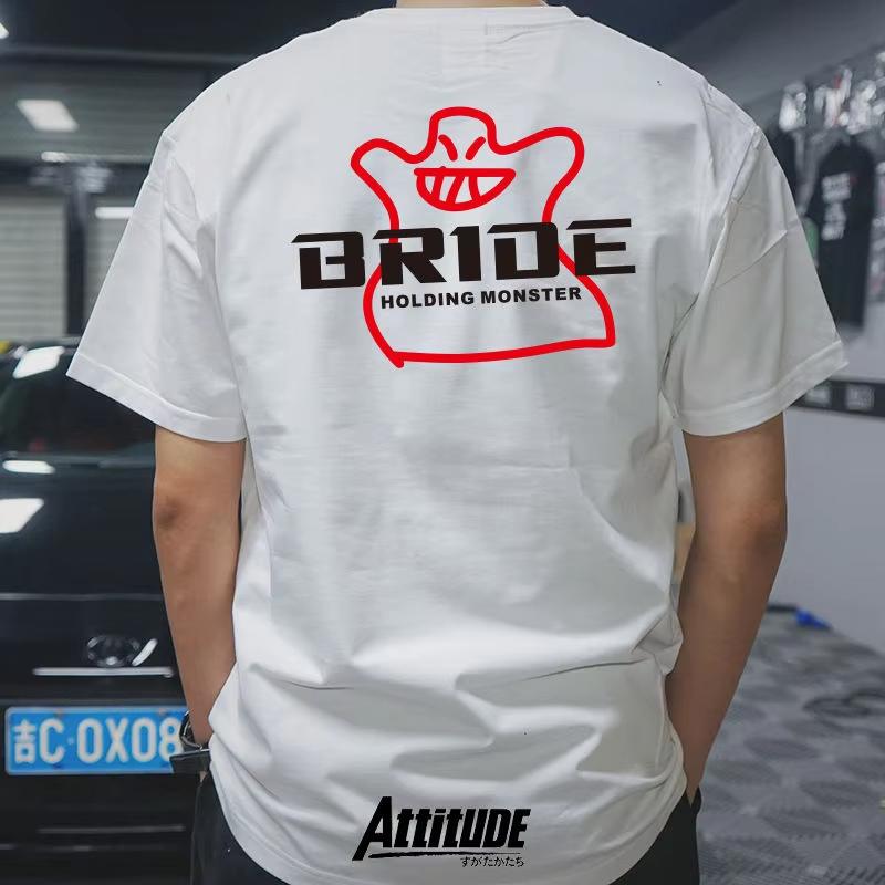 Лето Япония JDM Модифицированный Автомобиль BRIDE Спортивное Сиденье Гоночное Ковшеобразное Кресло Мужская и Женская Футболка с Коротким Рукавом Культурная Футболка Лето 4XL