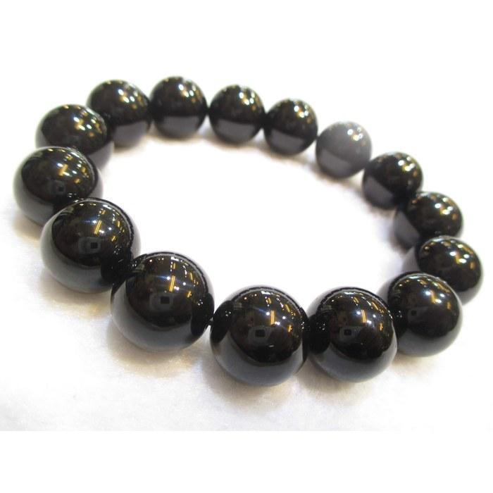 [Kyoto] Power Stone Bracelet 14mm Morion (Black Quartz) with Gemstone Certificate & Paulownia Box