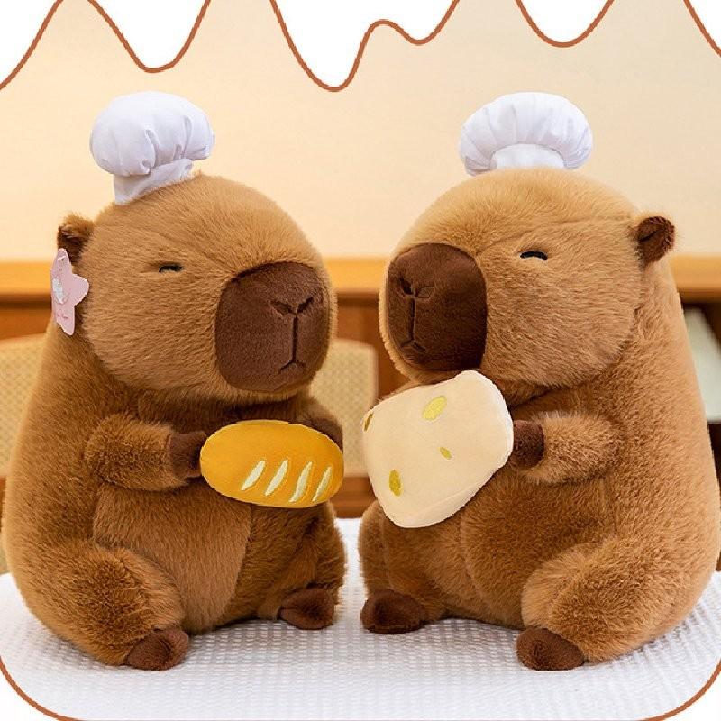 Cute Capybara Plush Toy Soft Cheesy Bread Design Adorable Cuddly Pillow For Home