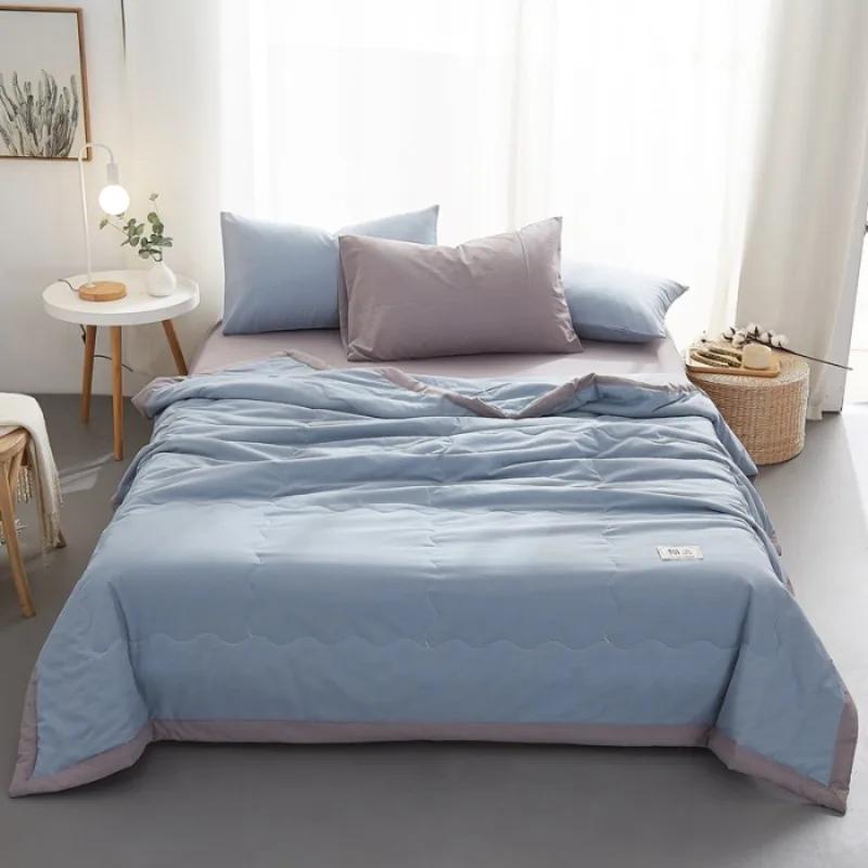 New Solid Color Cotton Summer Quilt Soft and Comfortable Adult Air Conditioner Student Dormitory Single Thin Quilt