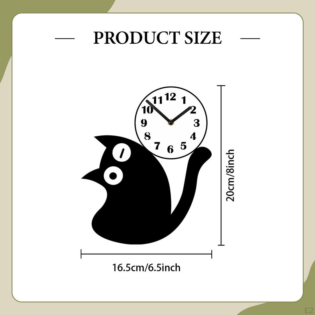 Acrylic Cat Design Silent Hanging Wall Clock Decorative Pendulum Ornament Suitable for Bedroom