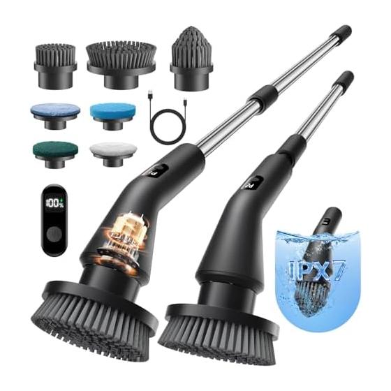 [New in 2025 IPX7 Waterproof Specification] Leebein Electric Cleaning Brush Bath Polisher Bath Cleaning Brush Bathroom Cleaning Brush IPX7 Waterproof