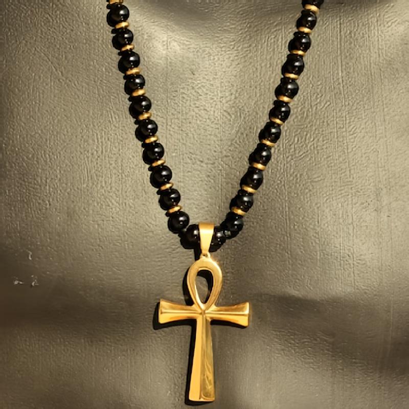 

Adjustable Cross Beaded Necklace - Unique Protection Symbol Pendant Necklace