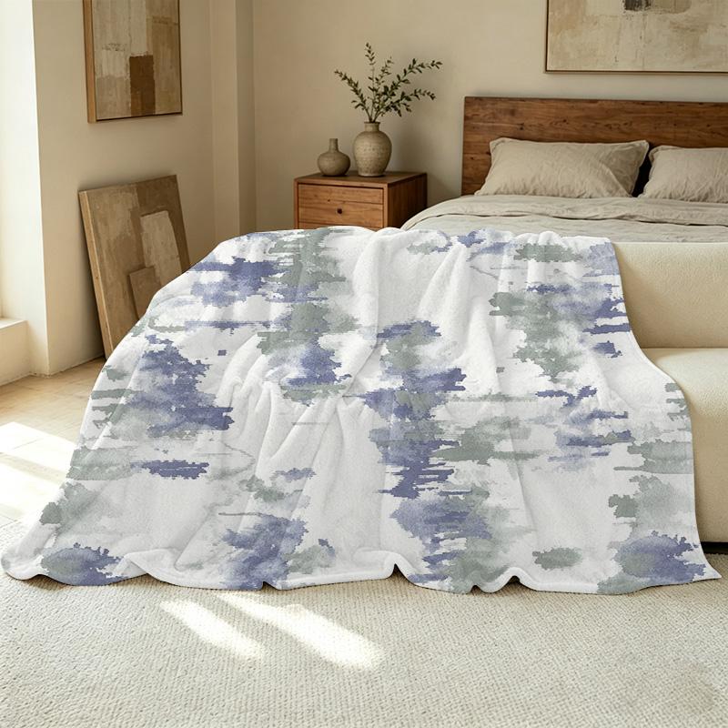 Lightweight Flannel Blanket, Soft Cozy Watercolor Fleece Throw, Perfect for Couch, Bed, Halloween & Christmas Home Decor
