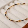 European and American Retro Tiger's Eye Stone Black Spinel Handmade Beaded Collarbone Chain Niche High-end Fashion Versatile Necklace