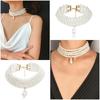 Simulated Pearl Necklaces Statement Bridal Choker Multi-Layer Pearl Necklace