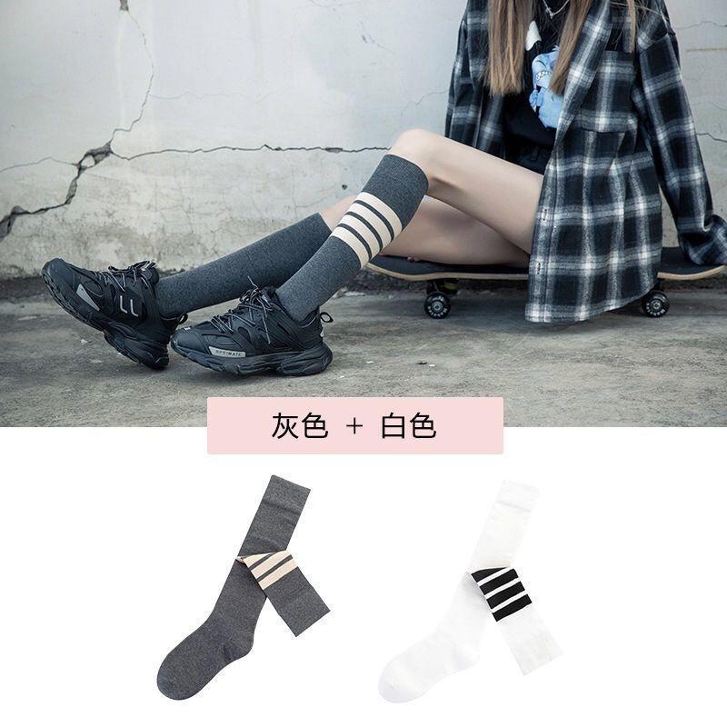 Spring/Summer Calf Socks Striped Knee Socks Over Knee Socks Children Women'S Stockings Japanese College Style Sports