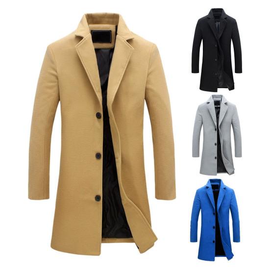 Decorative Men Jacket Easy Match Polyester Single Breasted Men Overcoat for Winter