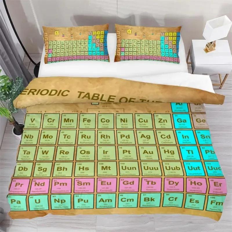 Hot New Periodic Table Duvet Cover Set,Science Freak Chemistry Lovers Colorful Element Table for Fun Learning Image Bedding Set