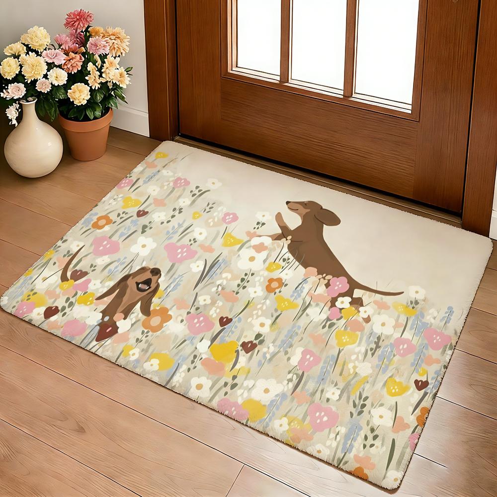 Dachshund puppy Floor Mat Cozy Flannel Soft Thick Non-Slip Mat for Living Room Bedroom Kitchen Decor Rugs