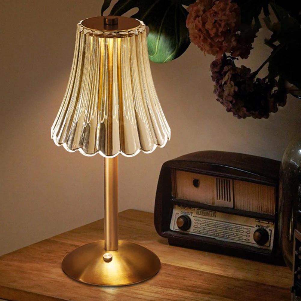 Crystal Table Lamp Crystal Romantic Diamond Bedside Lamp Rechargeable 3 Colors LED Night Light Touch Lamp for Home Decoration
