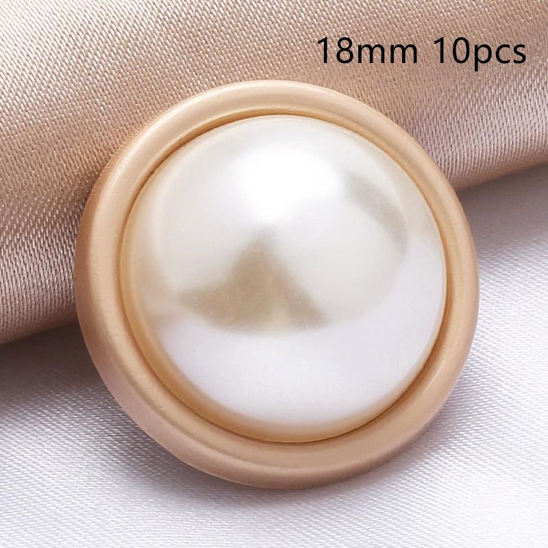 10Pcs 18/20/25Mm Flower Pearl Rhinestones Plastic Shank Buttons For Women Garment Jacket Sweater Handmade Sewing Accessories