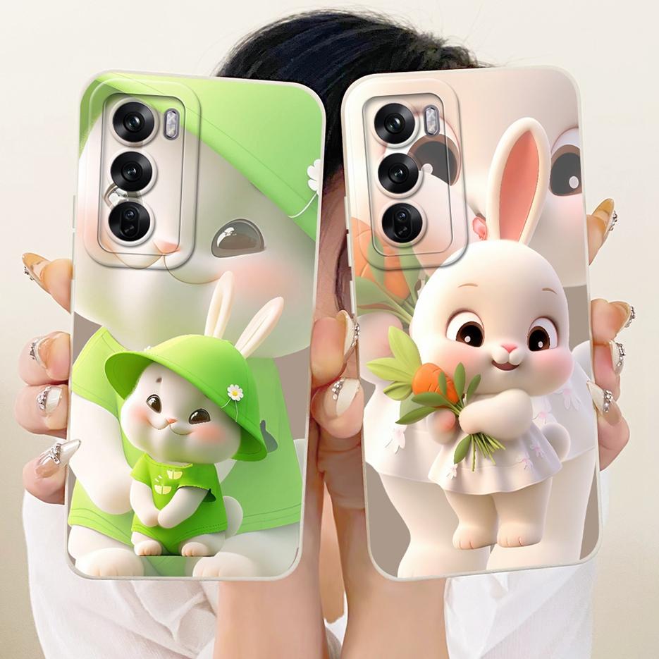 For Oppo Reno 12 Pro 5G Case CPH2629 Cute Rabbit Cartoon Cover Shockproof Soft TPU Phone Case For Oppo Reno12 Pro 5G Fundas Bags