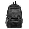 Schoolbag Retro Casual Backpack Men's Backpack Computer Bag College Style Korean Version Student Schoolbag Women's Pu Leather Travel Trendy Bag