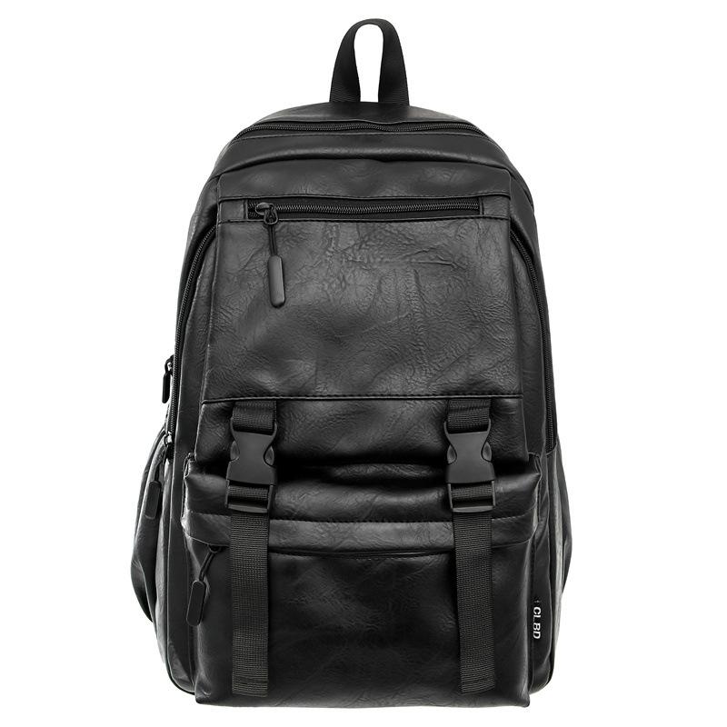 Schoolbag Retro Casual Backpack Men's Backpack Computer Bag College Style Korean Version Student Schoolbag Women's Pu Leather Travel Trendy Bag