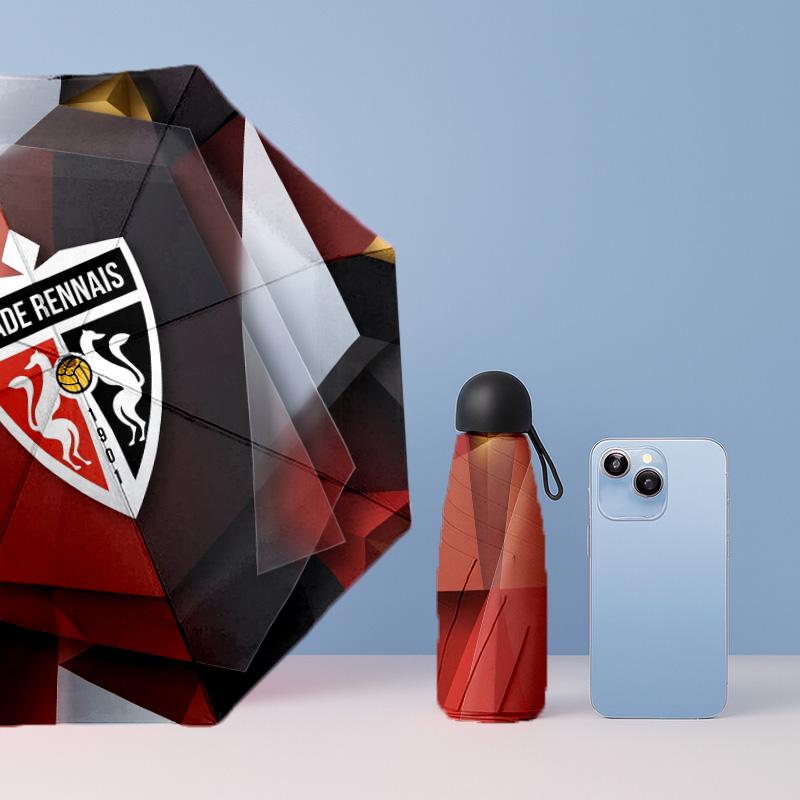 Stade Rennais FC Mini 5 Fold Pocket Umbrella Compact Lightweight Anti UV Rain Sun Protection Umbrella Portable Travel Umbrella