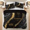 3pcs Black Gold Loves You 3D Printed Bedding Set Comfortable Duvet Cover King Queen Twin Size Birthday Gift Bedroom Decoration