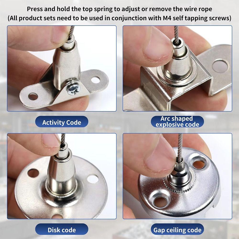 1Pcs Adjustable Spring Hook Wire Rope Suspension Kit for Lighting Fixtures and Picture Decoration