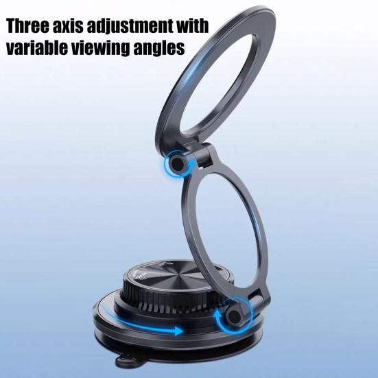 Magnetic Phone Holder 360° Universal Rotation Adjustable Car Mount Strong Vacuum Suction Foldable Ultra-Thin Phone Stand for Windshield Table Top