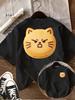 Cute Angry Cat Macaron Graphic TShirt Kawaii Kitty Dessert Print Tee Funny Cartoon Cookie Shirt Sweet Bakery Aesthetic Tshirt