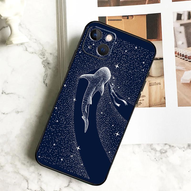 Starry Orca Whale Shark Phone Case For iPhone 15 16 14 Plus 13 12 Mini 11 Pro Max X XR XS Max 7 8 Back Cover