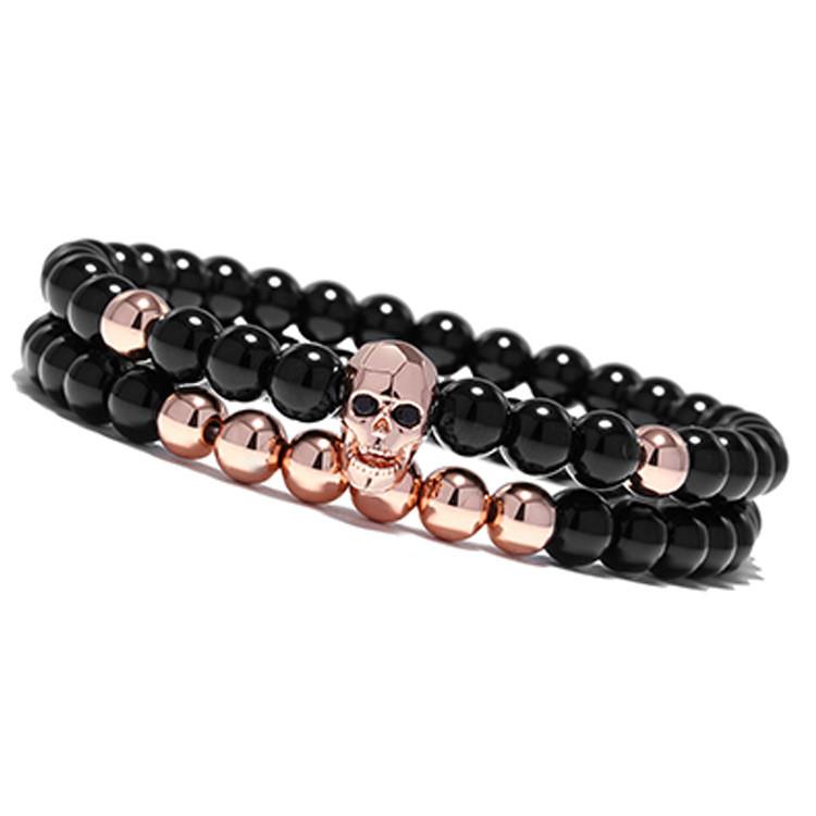 Geometric Skull Demon Bead Bracelet With Diamond Finish For Men And Women