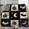Cozy Flannel Halloween Blanket Pumpkin Bat Design Soft Warm Throw for Couch Bed Car, Office Camping Versatile All-Season Gift