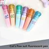 6 Pièces Mini Marqueurs Kawaii, Pointe Biseautée, Couleurs Assorties, Base Eau, Séchage Rapide, Pour Colorier Fournitures Scolaires