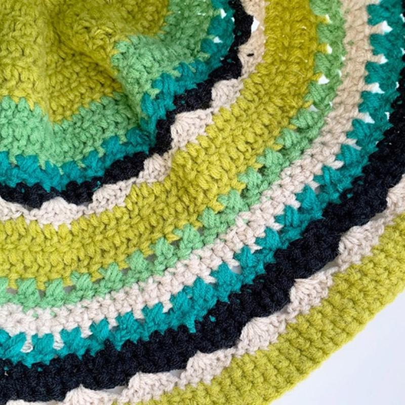 Knit Bucket Hat for Woman Breathable Multiple Color Weaving Wide Brim Bucket Hat Adult Teens Summer Fisherman Cap