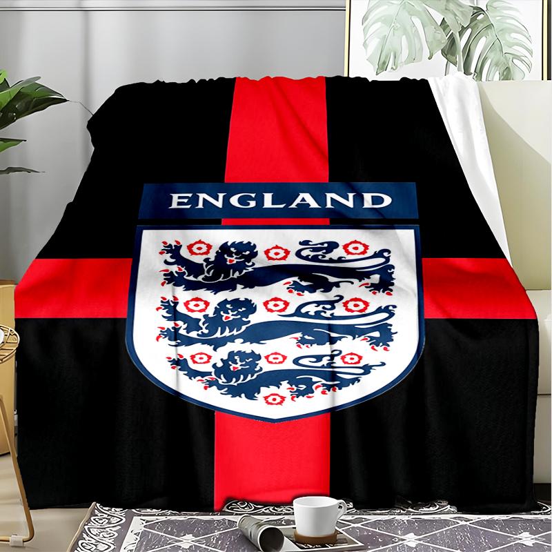 1PC England Football Crest Printed Soft Flannel Blanket Throw for Adult Bedroom Living Room Sofa Camping Travel Fan gifts Christmas Gifts