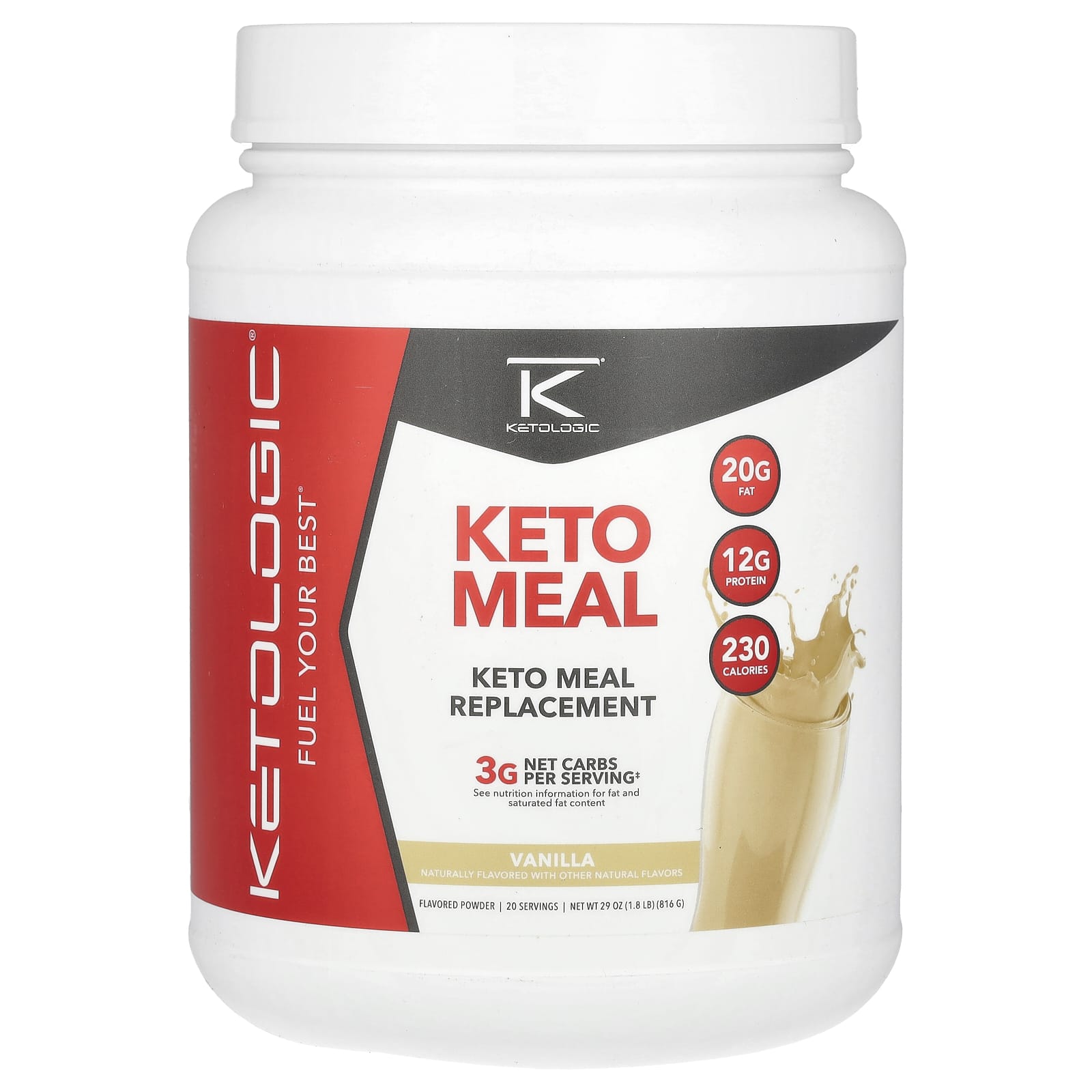 

Ketomeal, Meal Replacement, Vanilla, 816G (1.8Lb)