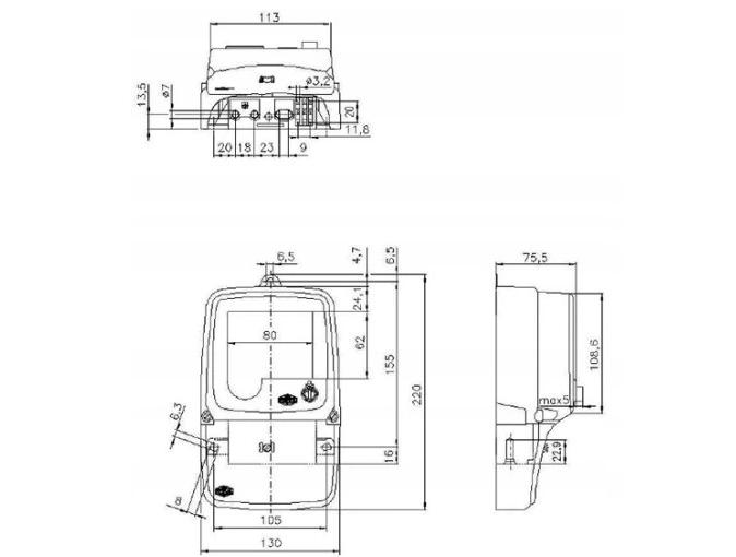 Regenerovaný jednofázový elektroměr 12EA5RN 5/60A REDS
